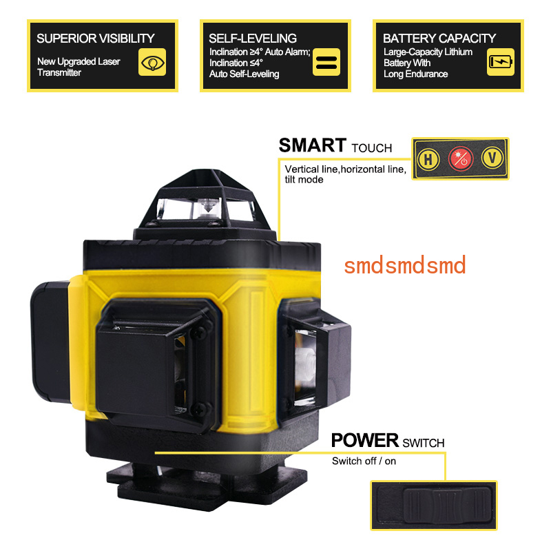 Laser Level 16 Lines 4D Green - 16 Çizgili 4D Lazer Seviyesi Yatay
