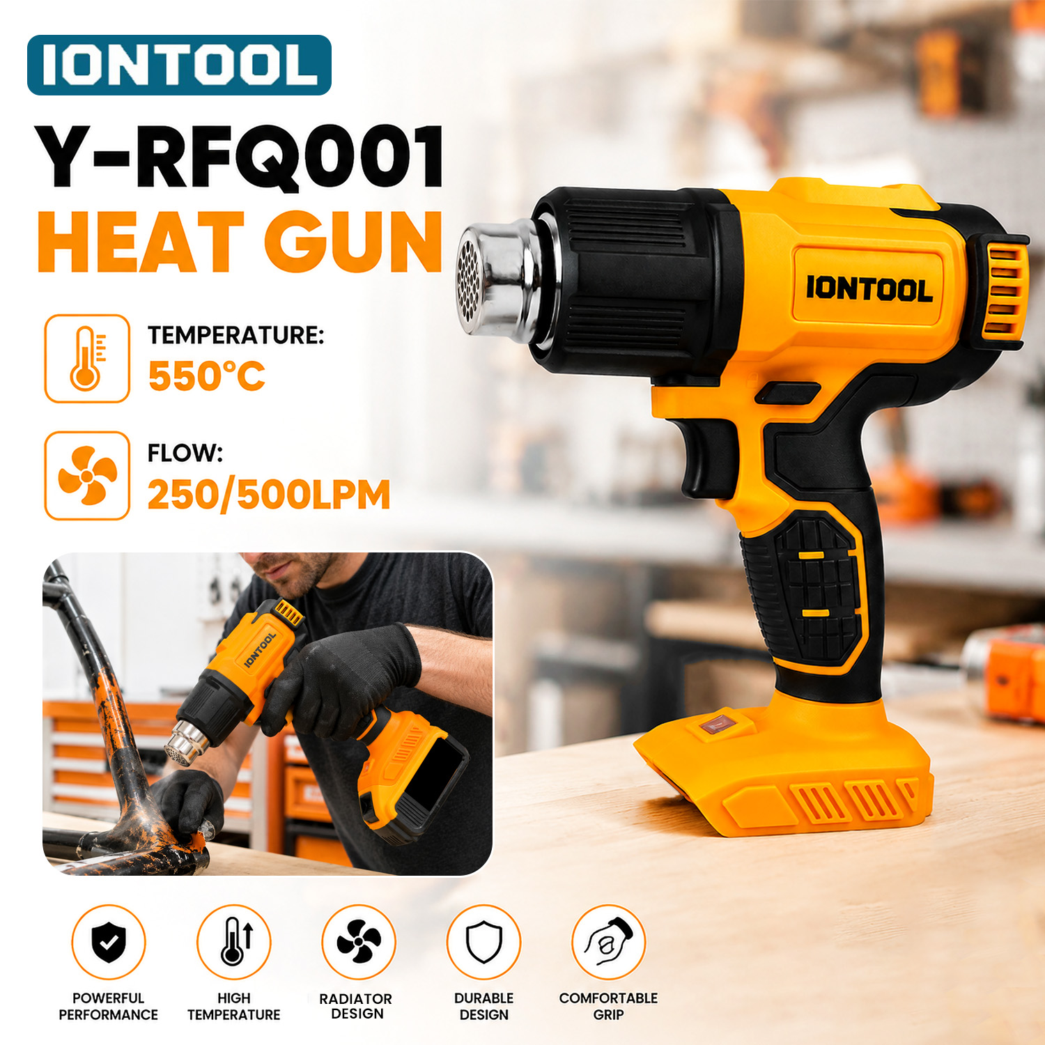 Cordless Heat Gun For Shrink Tubing - IONTOOL Sarı Kablosuz Isı Tabancası 550