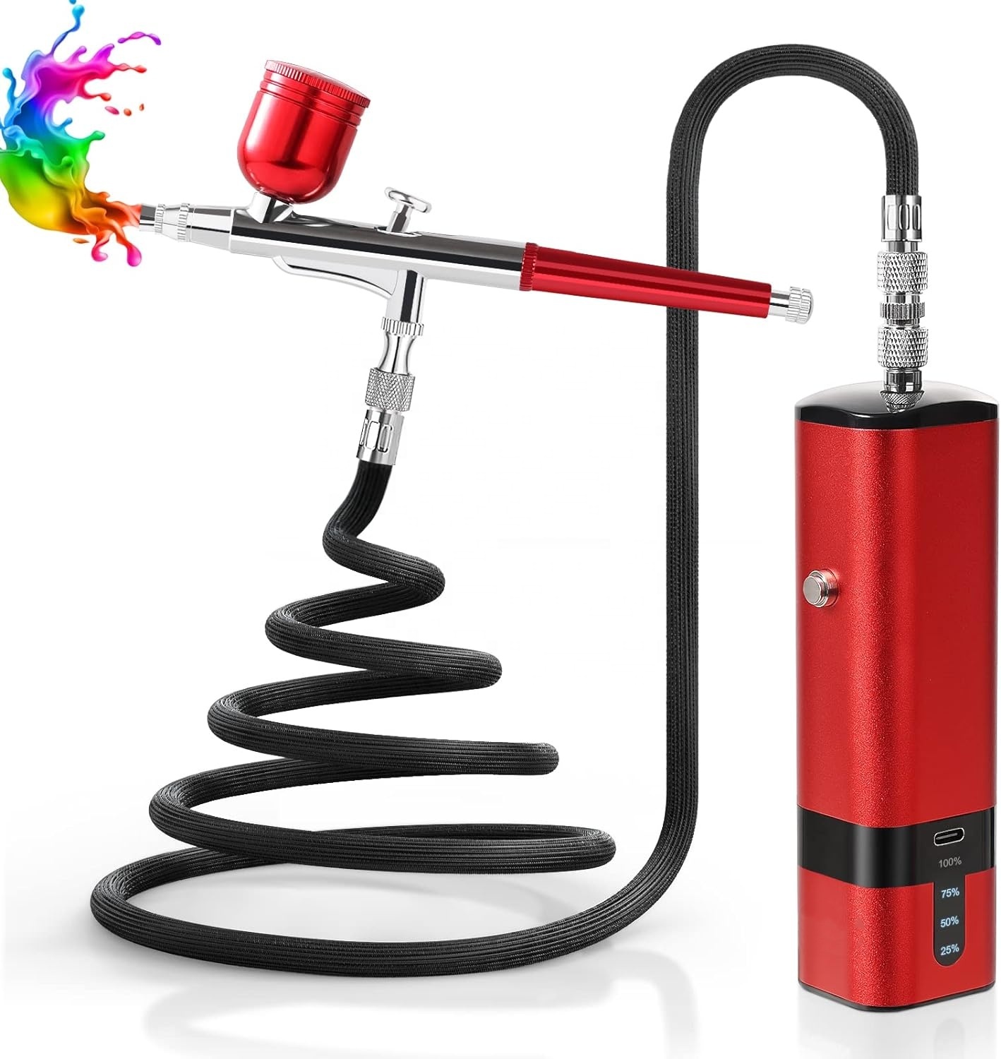 Airbrush Kit With Mini Compressor - Kompresörlü Airbrush Seti, 32PSI El Tipi