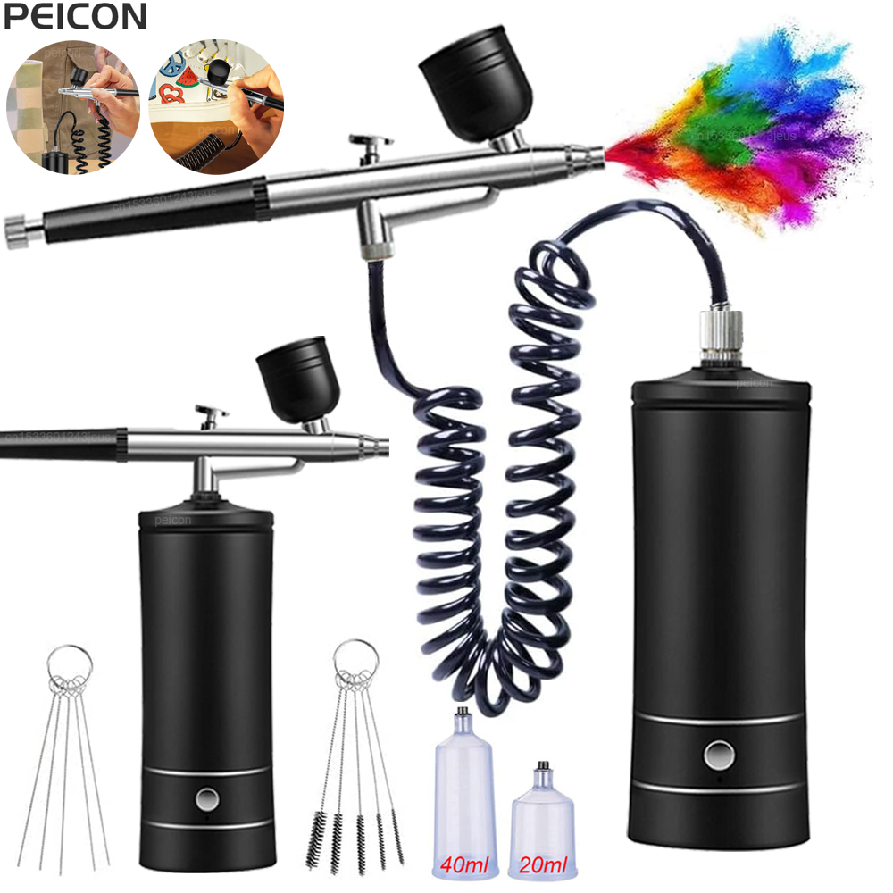 Airbrush Kit With Mini Compressor - Kompresörlü Airbrush Taşınabilir Airbrush Boya Spreyi