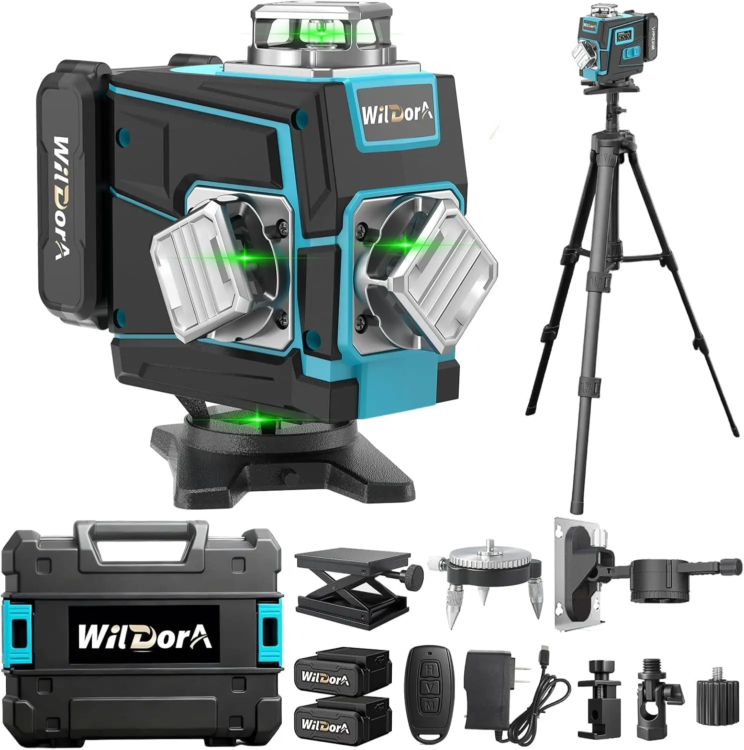 Laser Level 16 Lines 4D Green - Üç Ayaklı Lazer Seviye Cihazı, 4x360