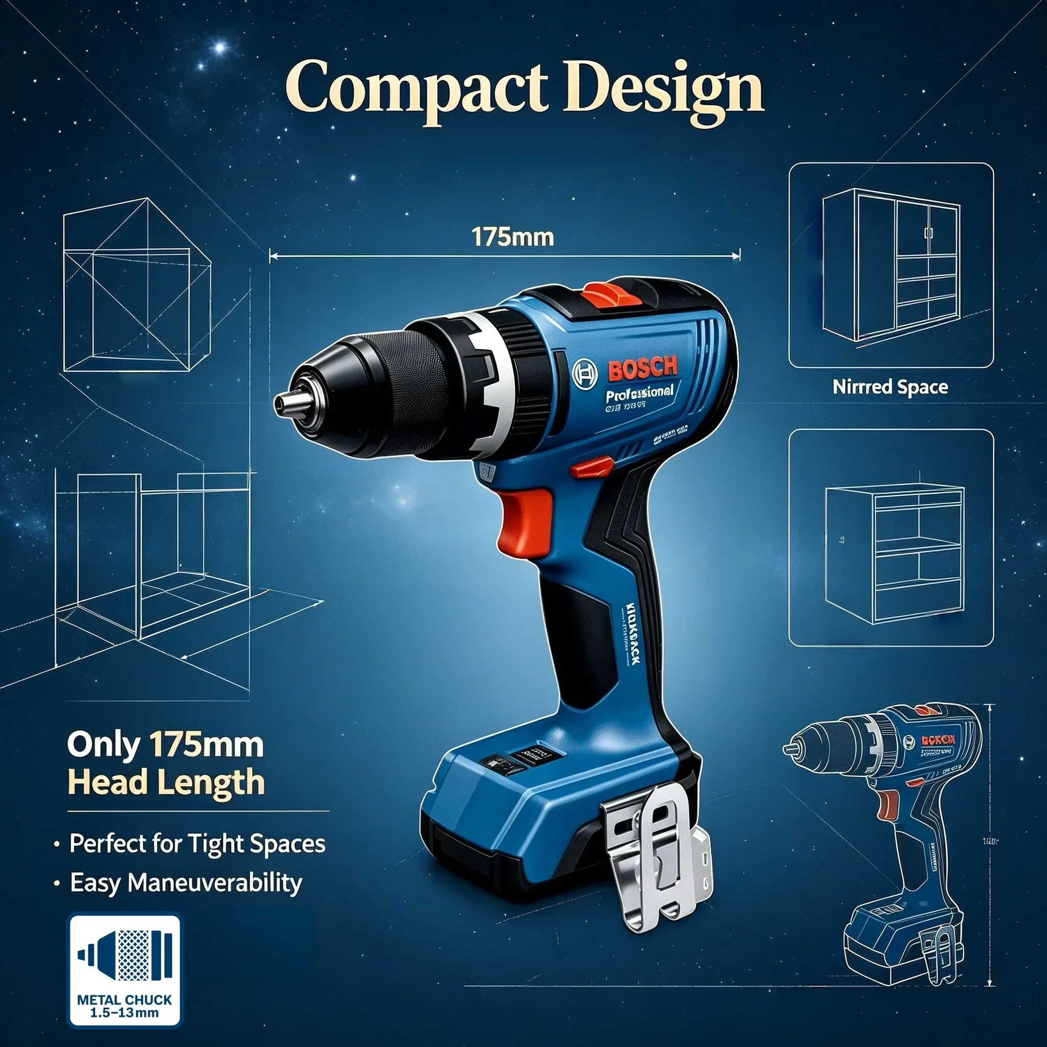Brushless Cordless Electric Drill 18V - BOSCH GSB 18V-65 Fırçasız Akülü Matkap