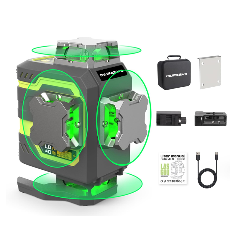 Laser Level 16 Lines 4D Green - 16 Çizgili Lazer Seviyesi 360 Kendinden