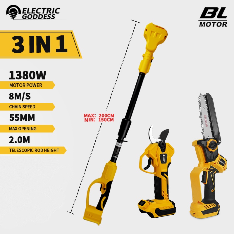 Mini Electric Chainsaw 6 Inch - Fırçasız 6 İnç Elektrikli Testere Teleskopik
