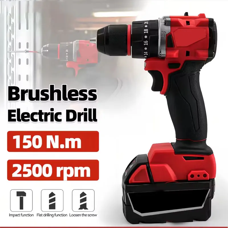 Brushless Cordless Electric Drill 18V - Küçük Elektrikli Fırçasız Darbeli Matkap 150Nm
