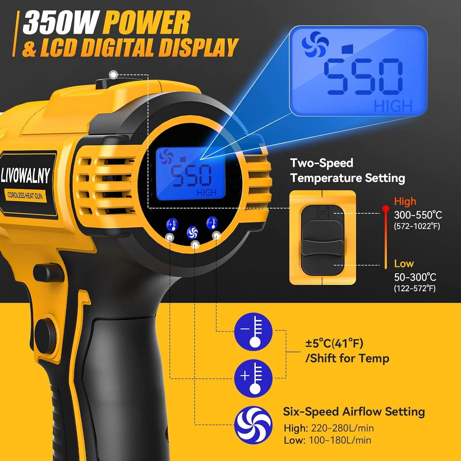 350W Hızlı Isıtma Özellikli, K - Cordless Heat Gun For Shrink Tubing incelemesi ve fiyatı