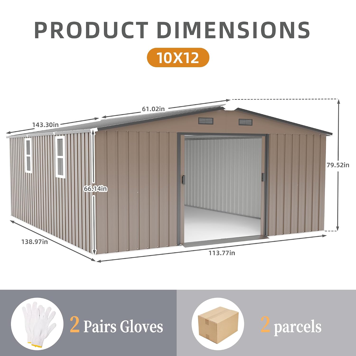 10x12 FT Dış Mekan Metal Depol - Garden Tools incelemesi ve fiyatı