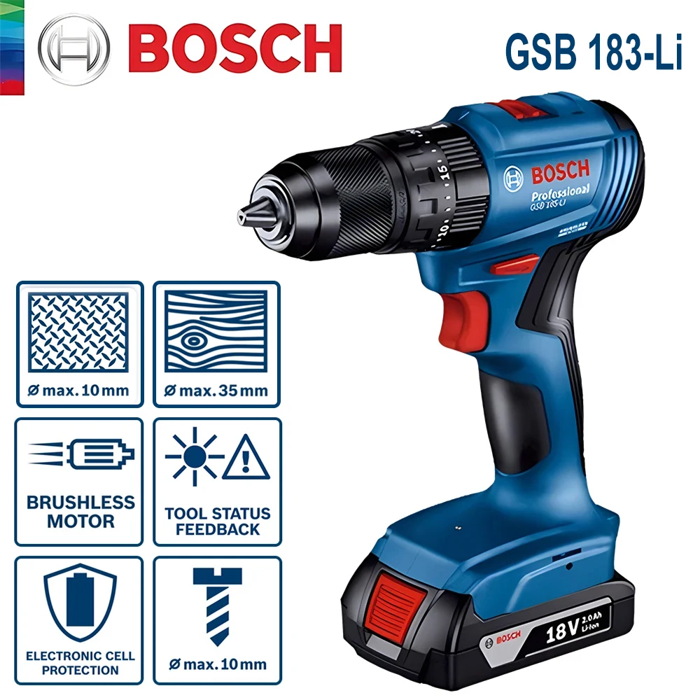 Bosch GSB 183-LI 18V Fırçasız  - Brushless Cordless Electric Drill 18V incelemesi ve fiyatı